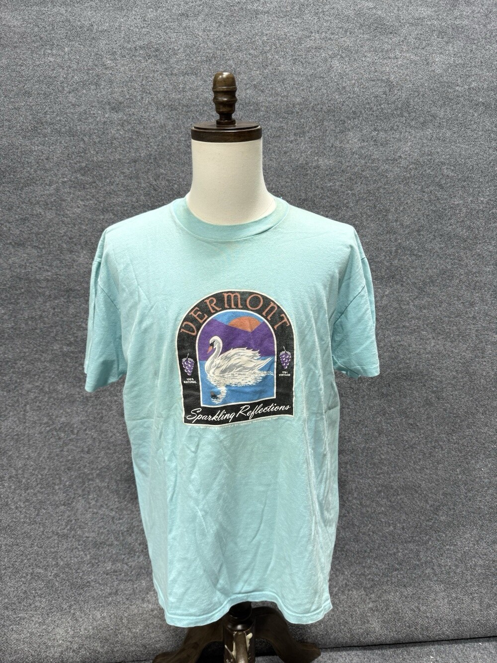 Vintage 90s Vermont Sparkling Reflections T Shirt XL Swan Made USA Single Stitch